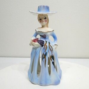 Lipper & Mann Blue Lady w Fruit Figurine Bell Candle Napkin Holder-VTG